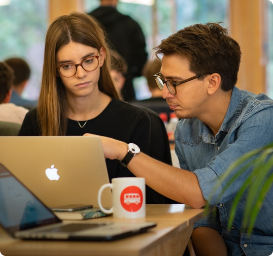 two techies collaborating